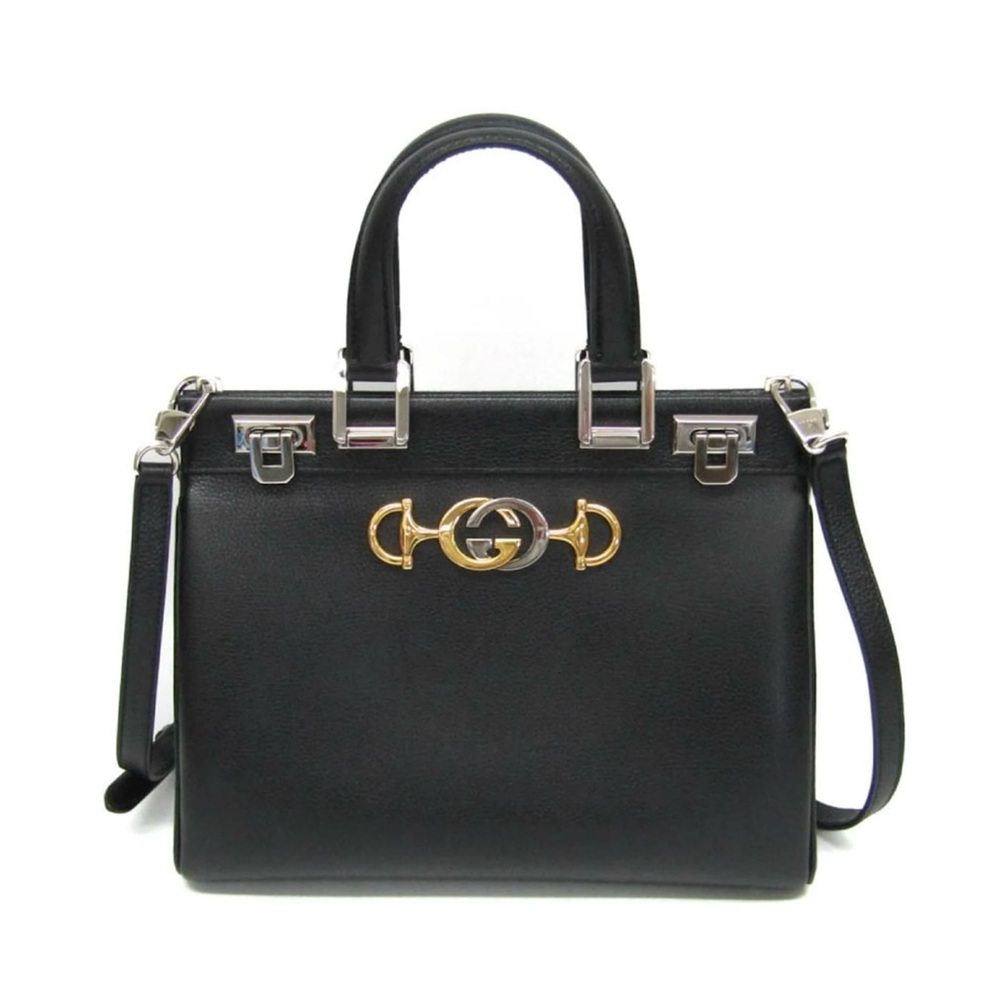 Gucci Small Zumi Black Grainy Leather Handbag